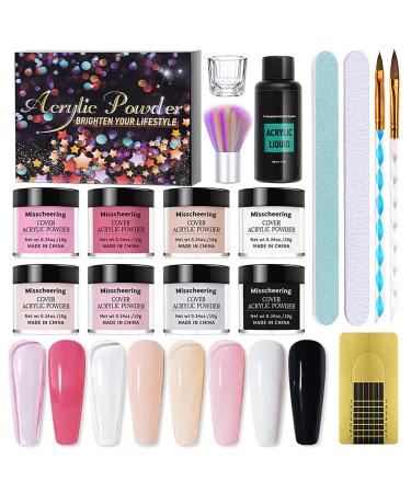 RoseFlower Acrylic Nail Kits Full Set - Acrylic Nail Powder Kit for Beginners with 3 Colors Clear Pink Acrylic Powder Kit - for Nail Salon #12