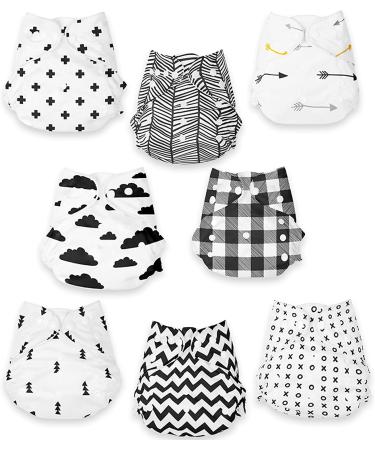BaeBae Goods Newborn Cloth Diapers - 8 Reusable Diapers with Inserts | Leak-proof & Adjustable for Boys and Girls - Buy Online on GoSupps.com