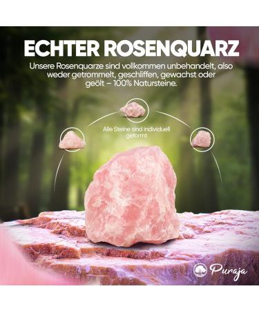 Puraja Rosenquarz Naturstein | Premium 300-400g Healing & Decoration Stone - Computer Water & Lucky Stone - Buy Online on GoSupps.com
