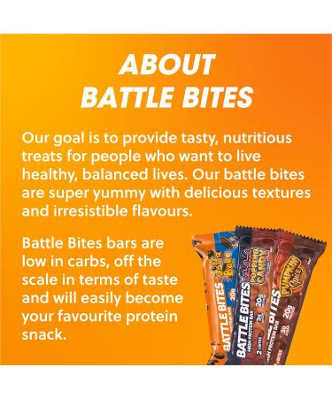 Battle Bites High Protein Bars - Jaffa Orange Flavour - 12 x 62g, Low Sugar, High Fibre, Non-GMO - 20g Protein, 7.5g Fibre, 240 Calories - Made in UK - Chocolate Orange (12 Count) - Buy Online on GoSupps.com