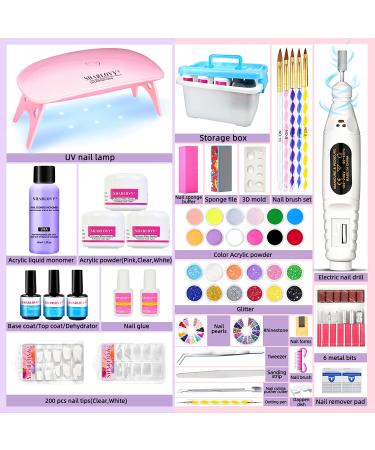 Professional Acrylic Nail Kit for Beginners - Glitter Powder Set with Nail Drill & UV LED Lamp - Buy Online on GoSupps.com