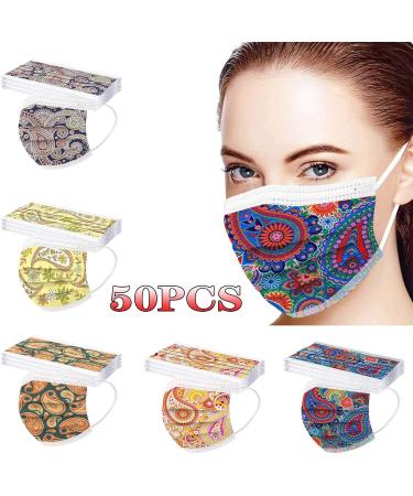 Goddess Accent 50 Pack Disposable Face_Mask Cute Floral Tie Dye Printed Protection for Adults Women - Buy Online on GoSupps.com
