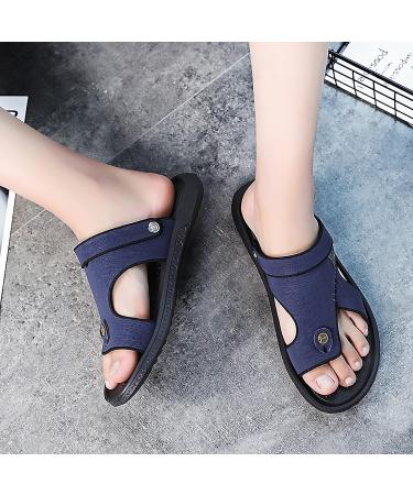 Orthopedic Summer Flat Sandals | Breathable Non-slip Slip-on Sandals with Toe Ring | Blue | 27cm Foot Length - Buy Online on GoSupps.com