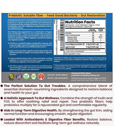 Perfect Gut: Inulin FOS Powder for Gut Health. Prebiotic Inulin. Unique Prebiotic 95% FOS Inulin Agave Fiber 2 Pound (Pack of 1) - Buy Online on GoSupps.com