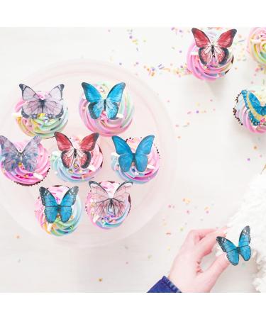 Gyufise 40Pcs Edible Butterfly Cake Decorations Butterfly Cupcake Topper Edible Wafer Paper Butterflies Edible Butterfly Cake Cupcake Decoration Dark Multi 1 - Buy Online on GoSupps.com