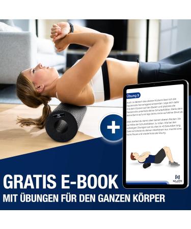 Najato Sports Fascia Roll - 33x14 cm Self-Massage Roller for Back & Legs | Includes E-Book (PDF) | Medium Hardness (Black) - Buy Online on GoSupps.com