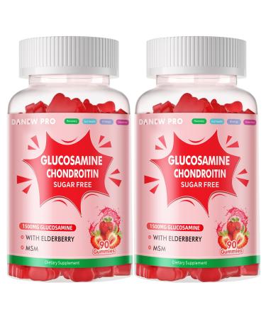 Glucosamine Chondroitin Gummies strawberry-2pack Strawberry 90 Count (Pack of 2)