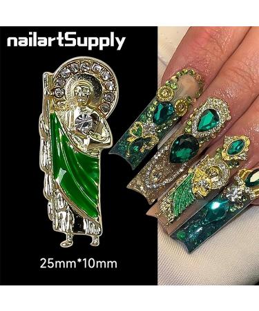 24pcs Religious Nail Charms Kit - San Judas Virgin Mary Cross 3D Nail Gems in Gold and Silver - Buddha Charms and Rhinestones for Nail Art - Buy Online on GoSupps.com