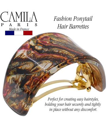 Camila Paris CP3235 French Hair Barrette - Brown/Red/Gold | Strong Hold Hair Ponytail Holder for Women| No Slip Styling Hair Clips | Made in France - Buy Online on GoSupps.com