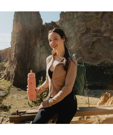 Buy BOTTLE BOTTLE Insulated Stainless Steel Sports Water Bottle with Straw & Pill Holder - Salmon Color | International Shipping Available - Buy Online on GoSupps.com