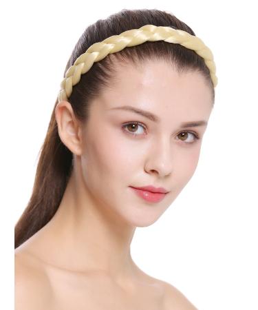 WIG ME UP - CXT-007-026 Hairband headband braided traditional costume 2 cm wide light blonde braid light blonde (026)