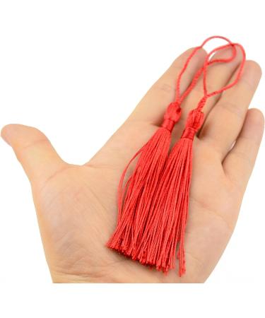 Aokbean 100pcs 5 Handmade Red Silky Floss Craft Bookmark Tassels for DIY Jewelry Making - Graduation Souvenir - Buy Online on GoSupps.com