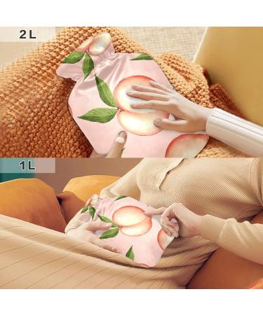 Hot Water Bottle with Cover - Pink Peaches 2L | Pain Relief for Headaches & Back Pain - Buy Online on GoSupps.com
