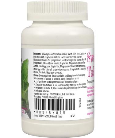 PINK SUN Stevia Tablets x 2000 Refill Tabs - Vegan, Gluten Free, Zero Calorie Sweetener - Bulk Buy for 500 Tablet Dispenser - Buy Online on GoSupps.com