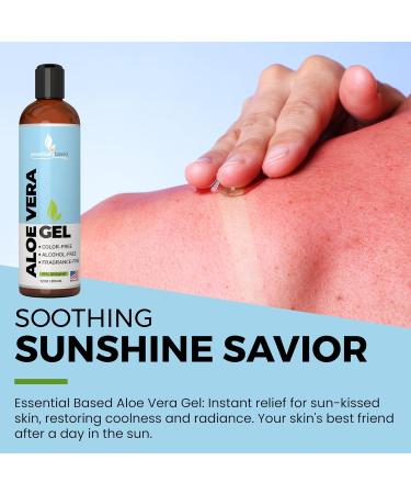 Organic Aloe Vera Gel 12oz - Pure Sunburn Relief & After Sun Care for Face & Hair - Made in USA - Buy Online on GoSupps.com