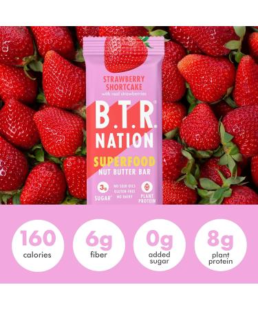 B.T.R. Nation Vegan Superfood Protein Bars - Strawberry Shortcake VITALITY | 12 Bars | Keto Plant Based and Gluten Free Low Carb Sugar Alcohol Free & Boosted with Powerful Superfood! - Buy Online on GoSupps.com