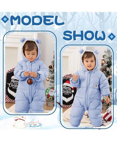 Milkiwai Baby Snowsuit Romper - Cute Bear Winter Hooded Jumpsuit | Blue Infant Snow Wear Outfit - Buy Online on GoSupps.com