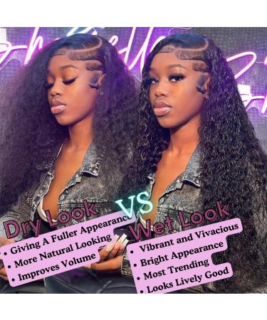 ZLIKE 26" HD Lace Front Wig - Wet & Wavy Human Hair Water Wave Pre-Plucked Glueless 150% Density - Natural Black 13x6 Lace Frontal - Buy Online on GoSupps.com