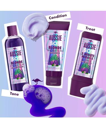 Aussie Blonde Gift Bag Purple Shampoo Set - Hair Care Gift Set for Blonde/Silver Hair - Includes Shampoo, Conditioner, 3 Minute Miracle Hair Mask - 225ml/200ml/290ml - Buy Online on GoSupps.com