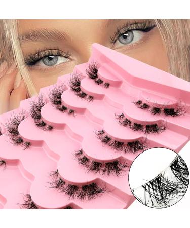 7 Pairs 3D Clear Band Cat Eye False Eyelashes | Fluffy Volume Curly Faux Mink Makeup - Reusable ZFD08 - Buy Online on GoSupps.com