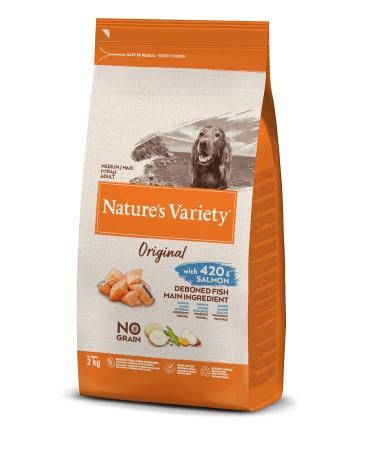 Nature's Variety Original No Grain - Dry Dog Food for Medium and Large Breed Adult Dogs - Grain Free - with Boneless Salmon - 2kg