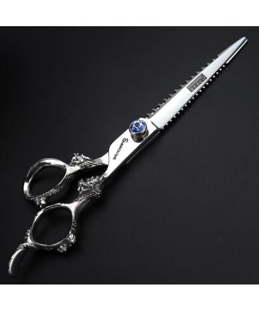 Barber Scissors Hairdressing Design Scissors Japan 440c Steel 7 inch Cutting Scissors + thinning Scissors Silver (Cutting Scissors) - Buy Online on GoSupps.com