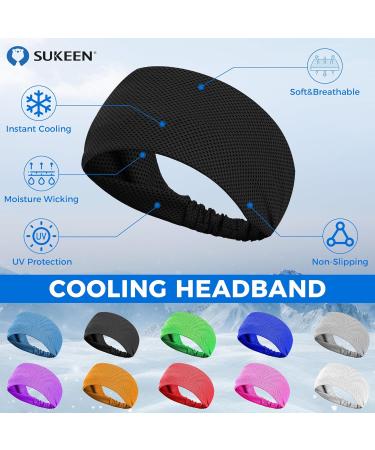 Cooling Sports Headband for Men - Double-Sided Moisturizing Highly Stretchy Workout Hair Band for Yoga Running Cycling & Basketball - 2 x Black/2 x White - Buy Online on GoSupps.com