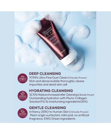 Korean Face Wash - Mild Acid Cleanser with Collagen 140ml | Organic Foaming Mousse for Dry & Sensitive Skin Deep Cleansing Gentle Skincare - Buy Online on GoSupps.com