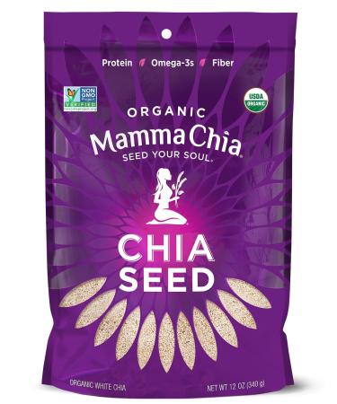 Mamma Chia Organic Seeds, White Chia Seeds, One 12 Ounce Organic Chia Seed Bags, USDA Organic, Non-Gmo, Vegan, Gluten Free, And Kosher
