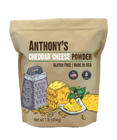 Anthony's Premium Cheddar Cheese Powder, 1 lb, Batch Tested and Verified Gluten Free, No Artificial Colors, Keto Friendly 1 Pound (Pack of 1)