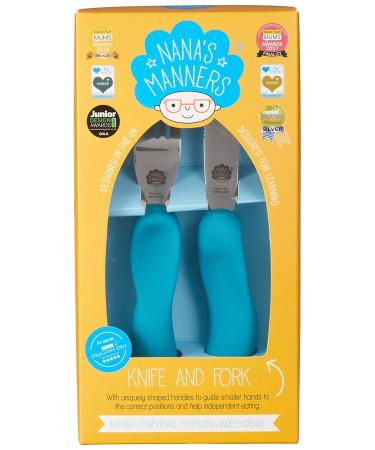 Childrens Cutlery Nanas Manners Level 3 Knife & Fork Set - Blue for Ages 3-9 | Ocean Blue Design - International Shipping - Buy Online on GoSupps.com