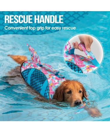 SlowTon Shark-Shaped Dog Life Jacket | High Buoyancy Vest with Rescue Handle | For Small, Medium, Large Dogs | Swimming, Boating, Pool | Blue XL - Buy Online on GoSupps.com