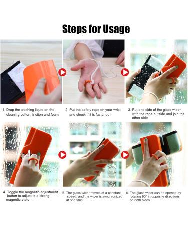 Glass Cleaner Window Wiper Durable with 2 Rags for Home for Office(Orange) - Buy Online on GoSupps.com