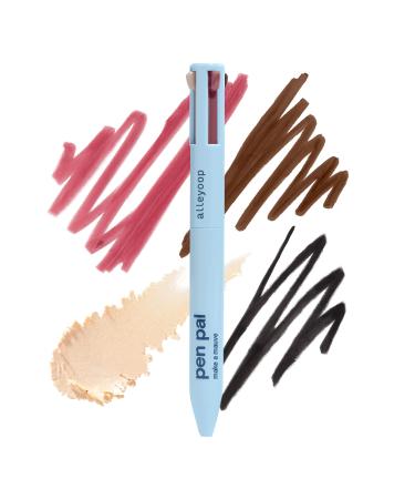 Alleyoop Pen Pal 4-in-1 Touch Up Makeup Pen - Eyeliner in Black  Lip Liner in Mauve  Highlighter Stick in Champagne  Eyebrow Pencil in Brown - Travel Makeup Pen  Cruelty-Free & Vegan (Make a Mauve)