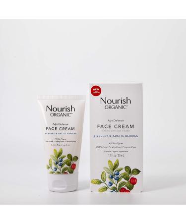 Nourish Organic Age Defense Face Cream - Bilberry & Arctic Berries | GMO-Free, Cruelty-Free, Fragrance-Free (1.7oz) - Buy Online on GoSupps.com