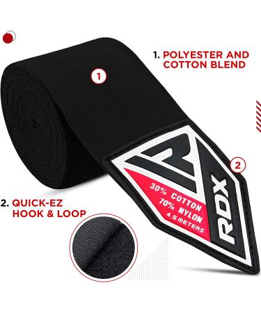 RDX 180 Inch Boxing Hand Wraps Inner Gloves | Mexican Style Under Mitts for Muay Thai MMA Kickboxing | Elasticated Thumb Loop Bandages | Wrist Wrap Protection for Men Women | Black One Size - Buy Online on GoSupps.com