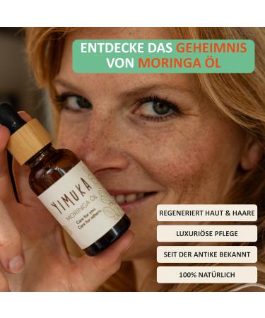 Yimuka 100% Pure Moringa Oil 30ml | Vegan Organic Skincare Oil | Sustainable Moisture Care with Bamboo Pipette - Buy Online on GoSupps.com