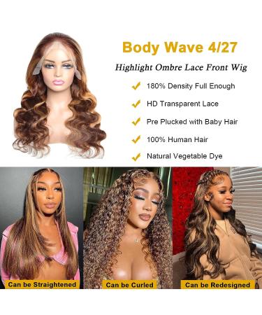 Silaiya Body Wave Highlight Ombre Lace Front Wig Human Hair 22 Inch - Buy Online on GoSupps.com
