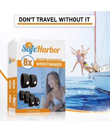 SafeHarbor Motion Sickness Wristbands - 8 Sea Sickness Bands for Adults and Kids | Natural Acupressure Nausea Relief | Cruise Ship Accessories with E-Book - Buy Online on GoSupps.com