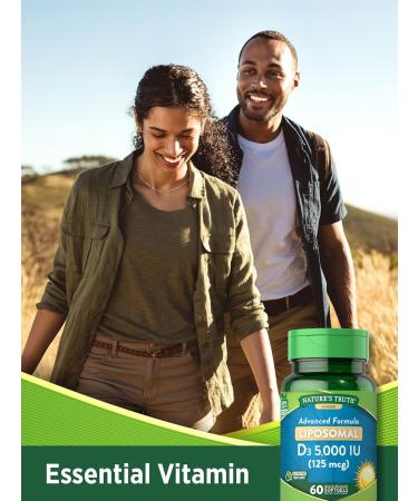 Nature's Truth Liposomal Vitamin D3 5000 IU Softgels | Non-GMO & Gluten Free - 60 Count - Buy Online on GoSupps.com