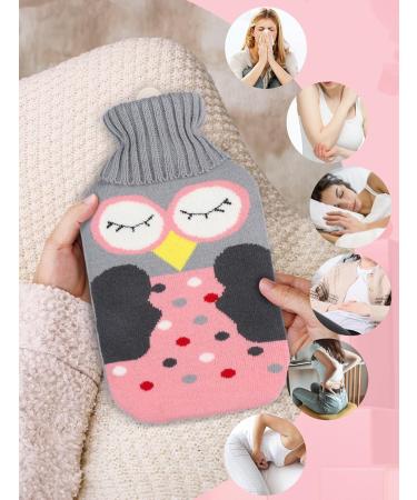2L Hot Water Bottle with Pink Owl Cover - Large Capacity for Pain Relief - Hot/Cold Compress for Hand, Feet, Neck, Shoulder - Gift for Women, Parents, Children - Buy Online on GoSupps.com