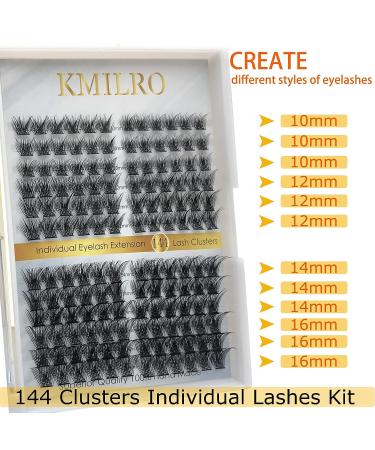 Kmilro 144 Pcs Cluster Lashes DIY Eyelash Extensions C D Curl 10-16mm Mega Volume Fluffy Wispy Individual Lashes - Volume 0.07C-MIX - Buy Online on GoSupps.com