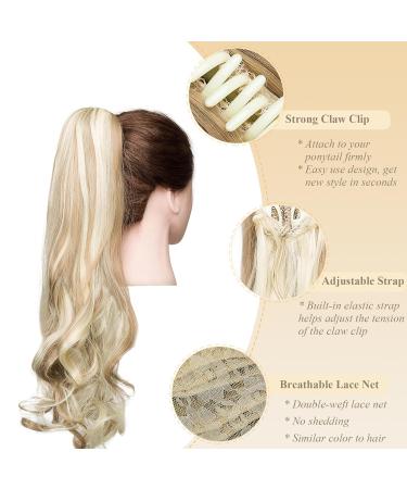 Shop Gairyan 50cm Ponytail Hair Extensions - Long Curly Claw Clip Wavy Synthetic Hair in Sandy Blonde & Bleached Blonde - Buy Online on GoSupps.com