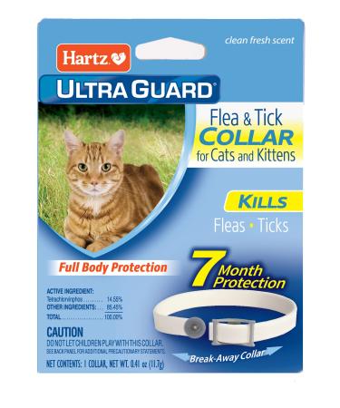 Hartz UltraGuard Flea & Tick Collar for Cats and Kittens, 7 Month Flea and Tick Protection and Prevention, White