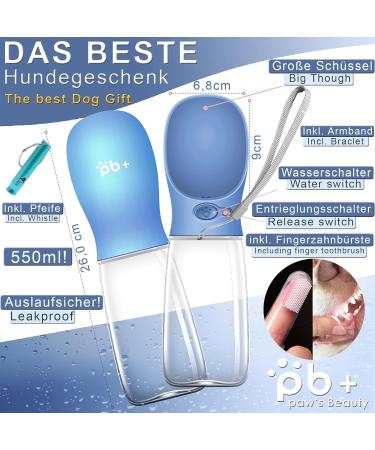 3-Series Gift Set: Innovative 550ml Leak-Proof Dog Drinking Bottle with Toothbrush & Pipe - Perfect for On-the-Go Adventures - Premium Quality in Blue - Buy Online on GoSupps.com