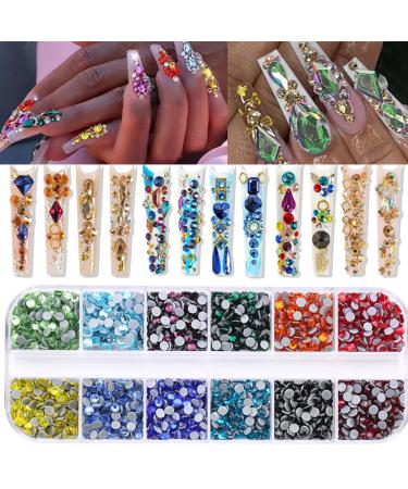 RODAKY Colorful Crystal Rhinestones for Makeup 1560Pcs Mixed 12 Color 3mm Nail Art Rhinestone Beads Flatback Diamond Stones Gems Jewel for DIY Craft Makeup Nail Art Decoration Mix Colors