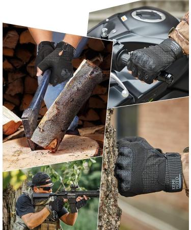 Kemimoto Fingerless Tactical Gloves for Men - Outdoor Work, Sports, Cycling, Training - Black Large - Buy Online on GoSupps.com