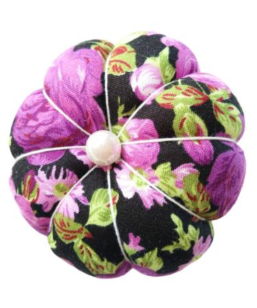 CUSHYSTORE Wrist Pin Needle Cushion Pincushion Floral Flower with Adjustable Elastic Strap for Sewing All Wrist 3inchL x 3inchW x 1 1/4inchD Purple