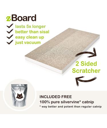 Way Basics Premium Cat Scratcher - Reversible Scratch Pad with Silvervine Organic Super Catnip - White - Buy Online on GoSupps.com