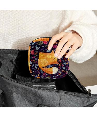 Watercolor Fox Sanitary Napkin Storage Bag - Portable Menstrual Cup Pouch for Women - Multi-colored Design - 1Pc - Buy Online on GoSupps.com